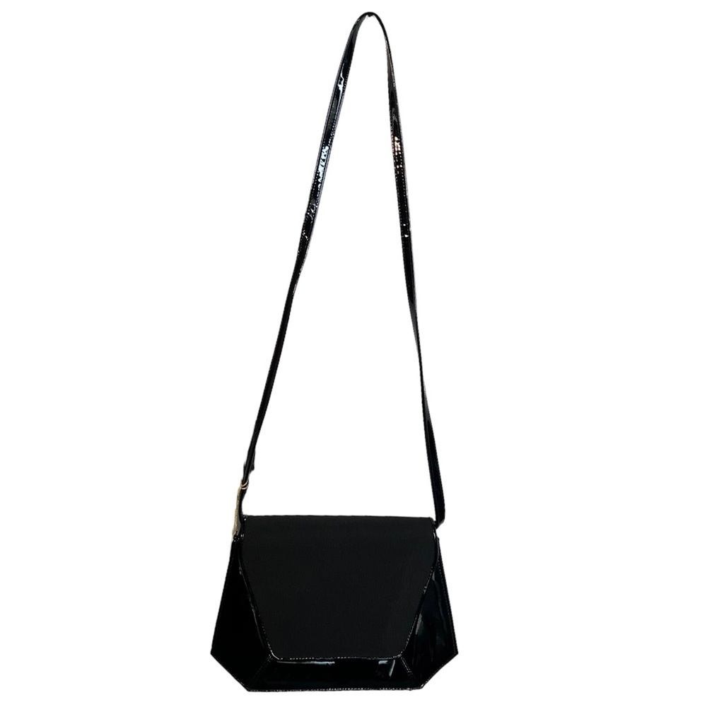 Whiting & David Patton Leather Black Crossbody Bag